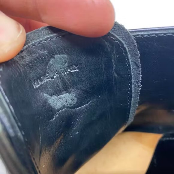 PRADA Designer Black Leather Wing Tip Dress Shoes Made in Italy Men's 8.5 - Picture 3 of 5